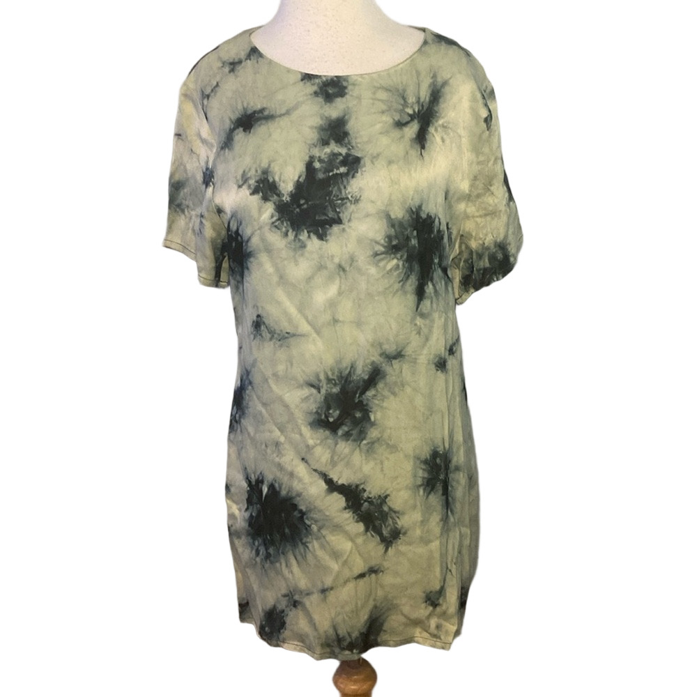 ZARA TIE Dye The Batik Short Sleeve Top Dress Blue Medium